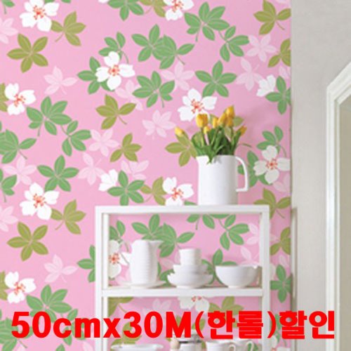 시트지EFPS-11 꽃과잎 핑크(친환경)50cmx30M(한롤)