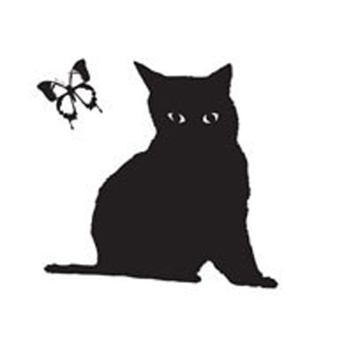 포인트스티커)고양이와 나비(블랙)
